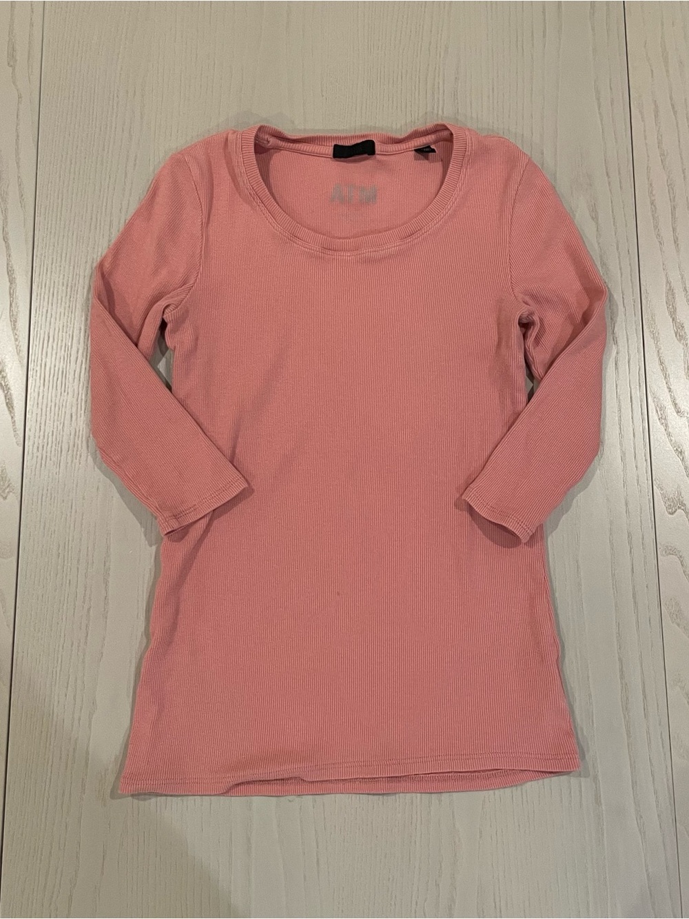 ATM Anthony Thomas Melillo Ribbed Three Quarter Sleeve Top Pink - XS